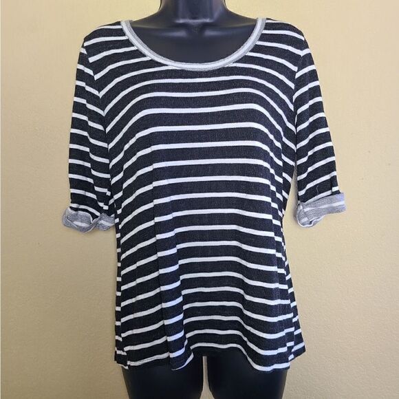 Green Envelope Striped Top  - Picture 1 of 6
